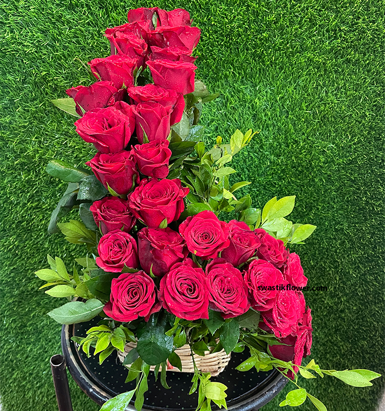 30 Red Roses Basket Arrangement