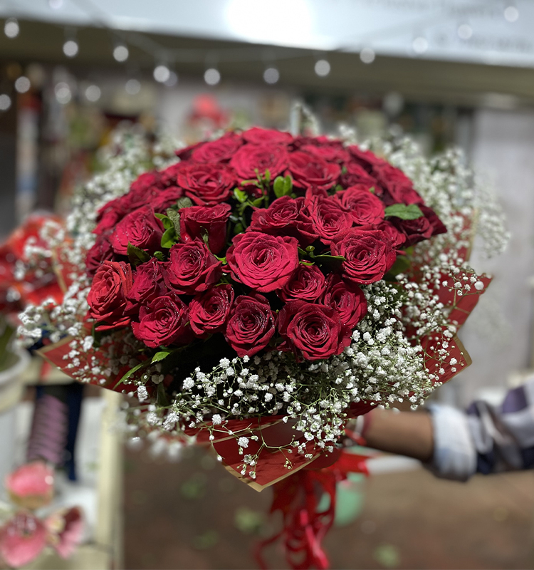 40 Red Roses Romantic Bouquet With Korean Paper Wrapping