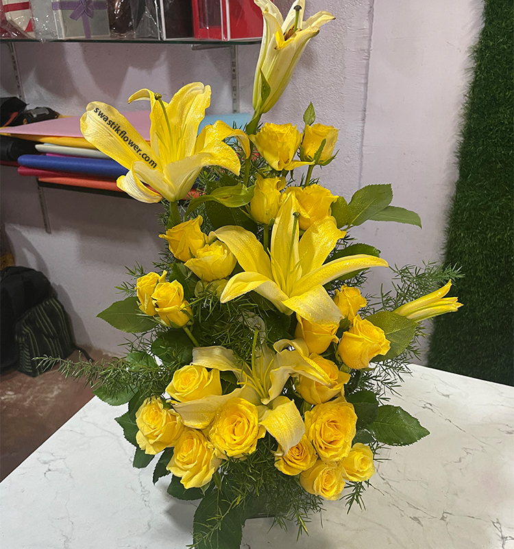 Joyful Vibes Yellow Roses & Yellow Lilly’s