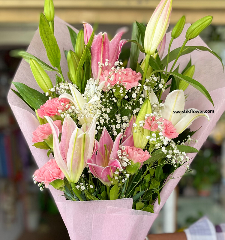 Pink Lilly’s & Pink Carnation Elegant Bouquet