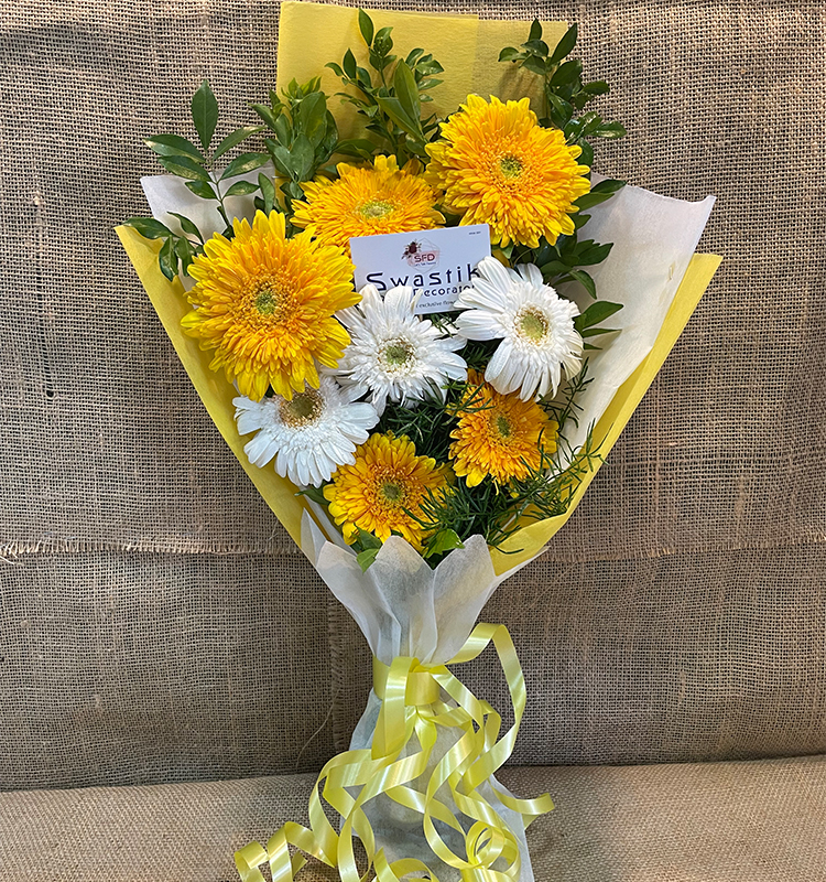 Yellow and White Zerbera Bouquet