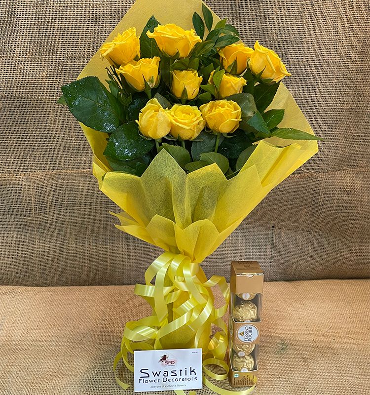 Yellow Roses with Golden Ferrero