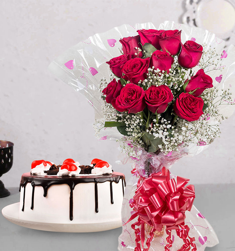 Red Roses & Black Forest Combo