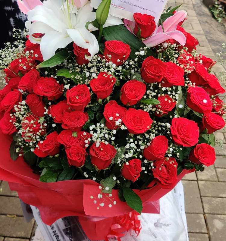 Red Roses & Lilly’s Arrangement