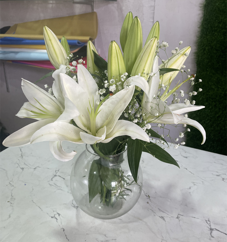 Graceful White Lily Vase